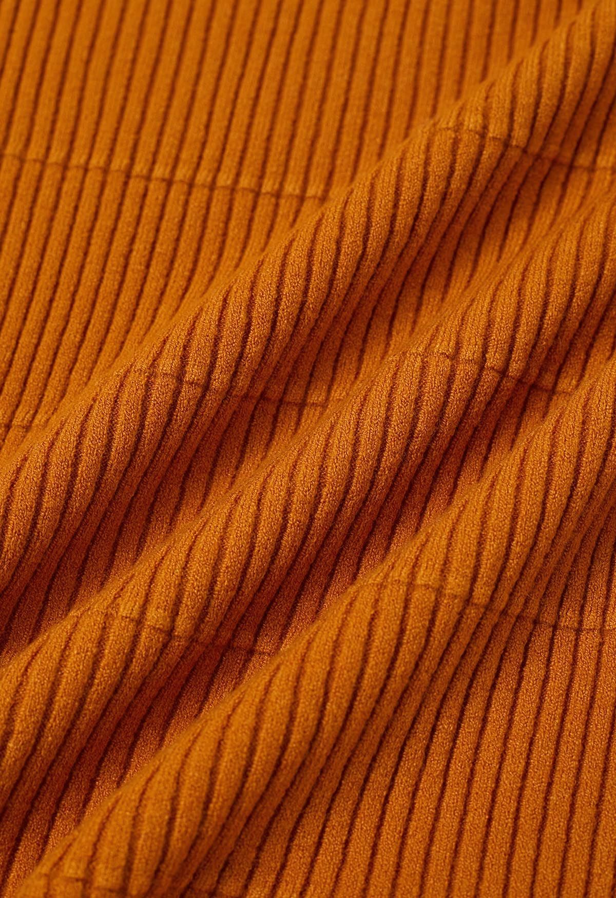 Softness – Rollkragen-Strickoberteil mit gerippter Struktur in Orange