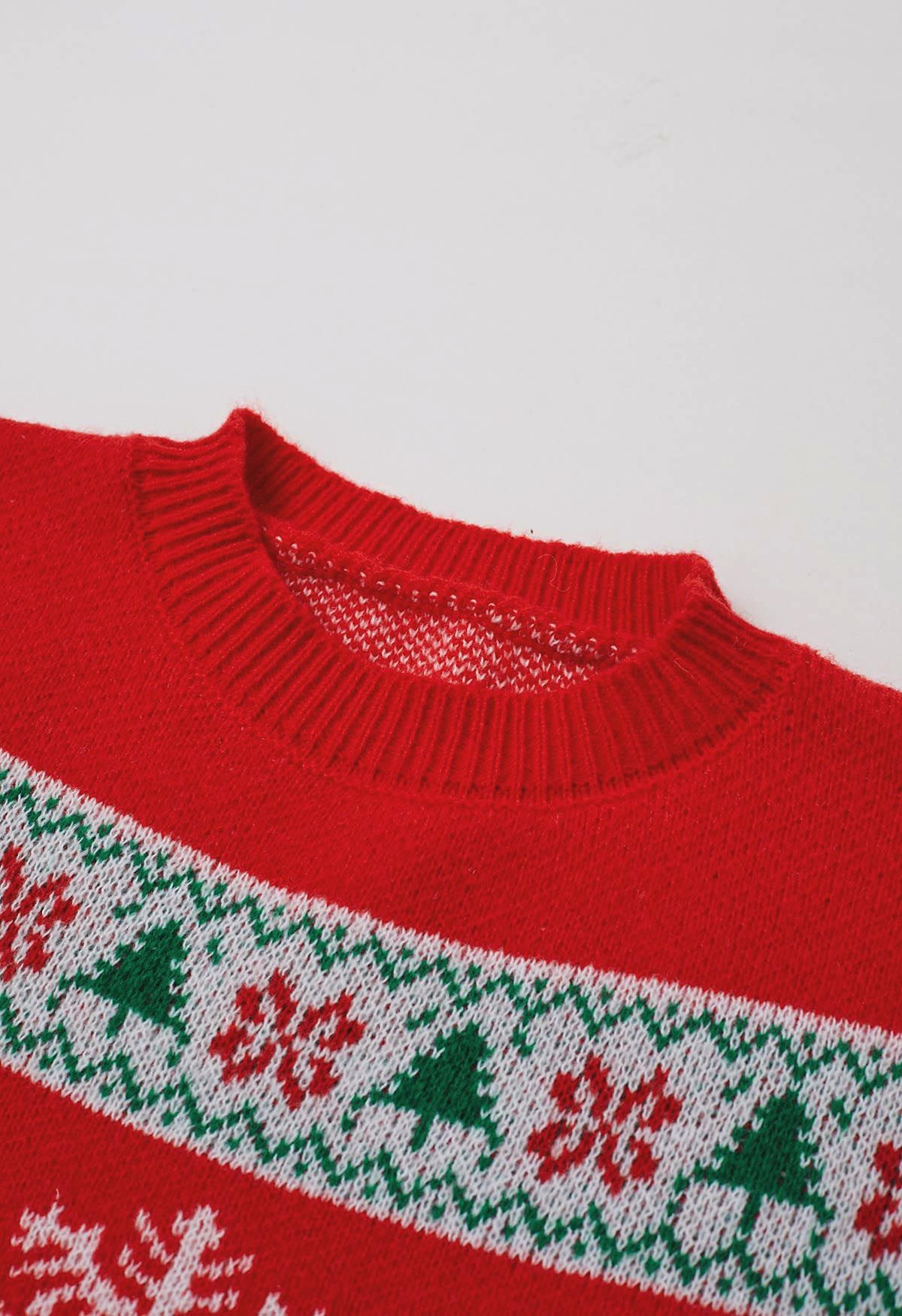 Übergroßer Rippstrickpullover mit Weihnachtselement