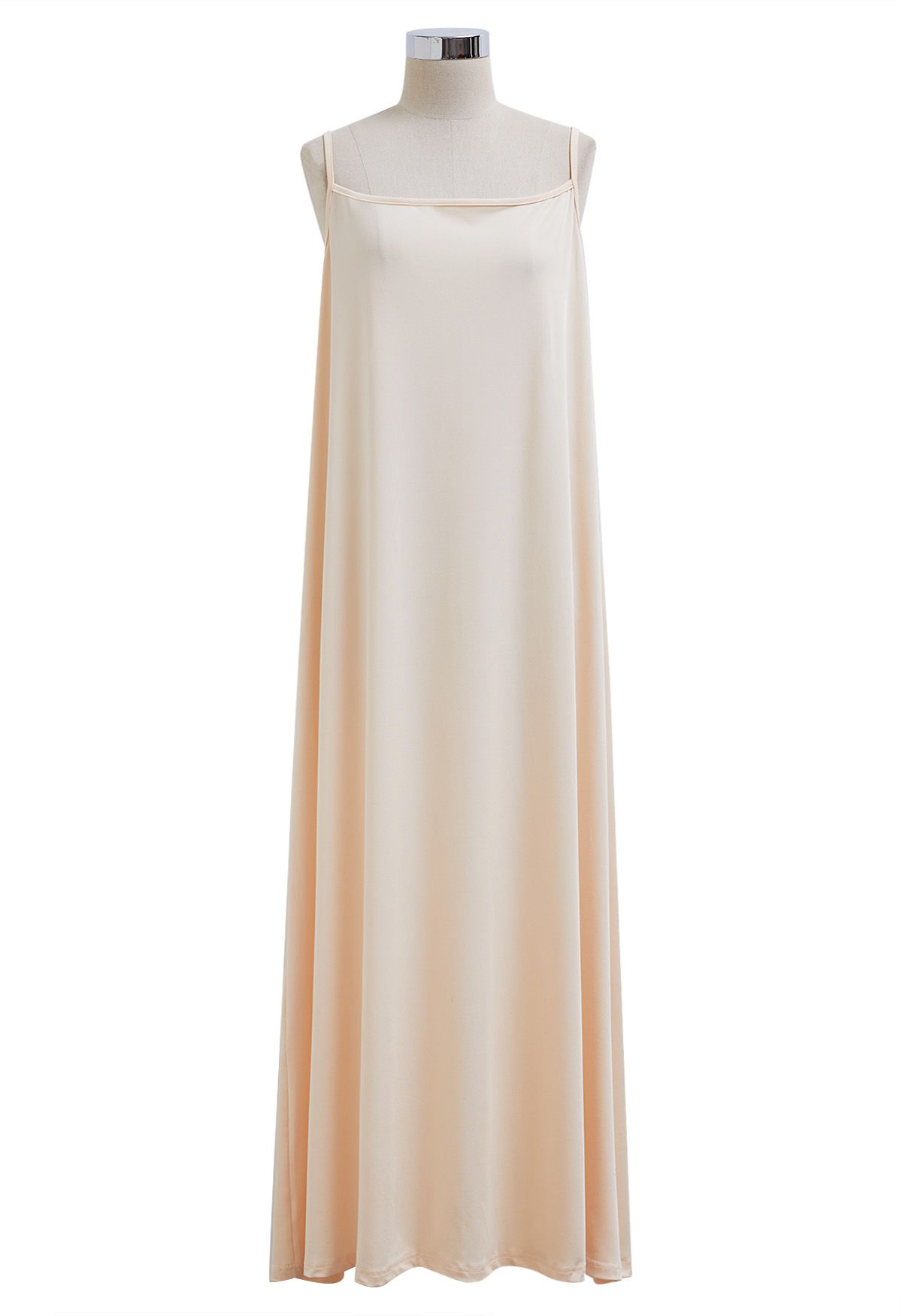 Glitzerndes Mesh-Maxi-Cape-Kleid in Apricot