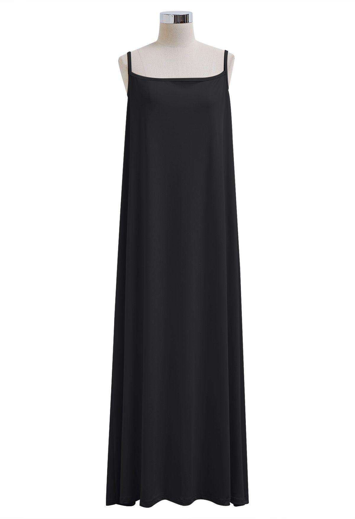 Glitzerndes Maxi-Cape-Kleid aus Netzstoff in Schwarz