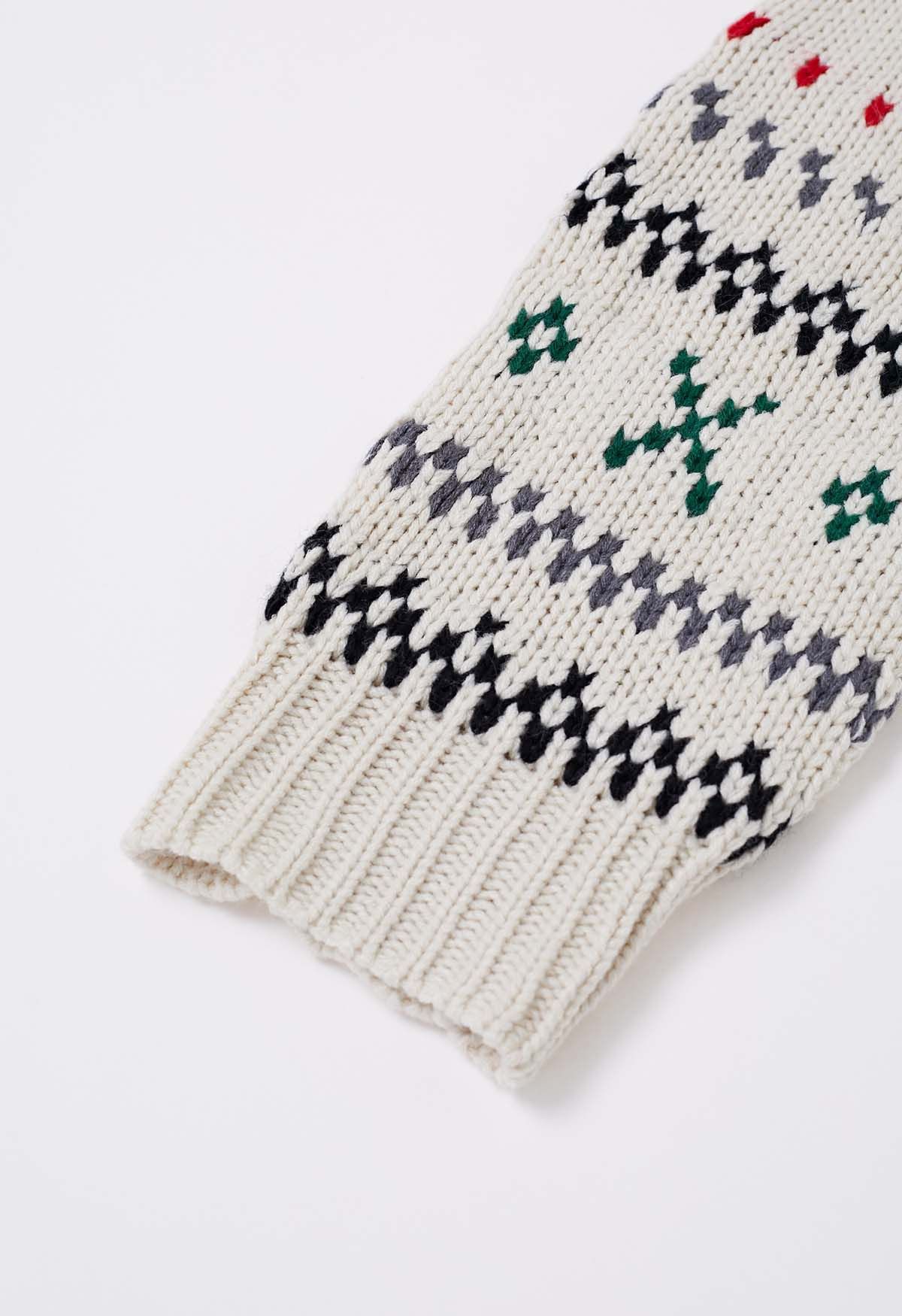 Gemütliche Fair-Isle-Cardigan mit Knopfleiste in Elfenbein