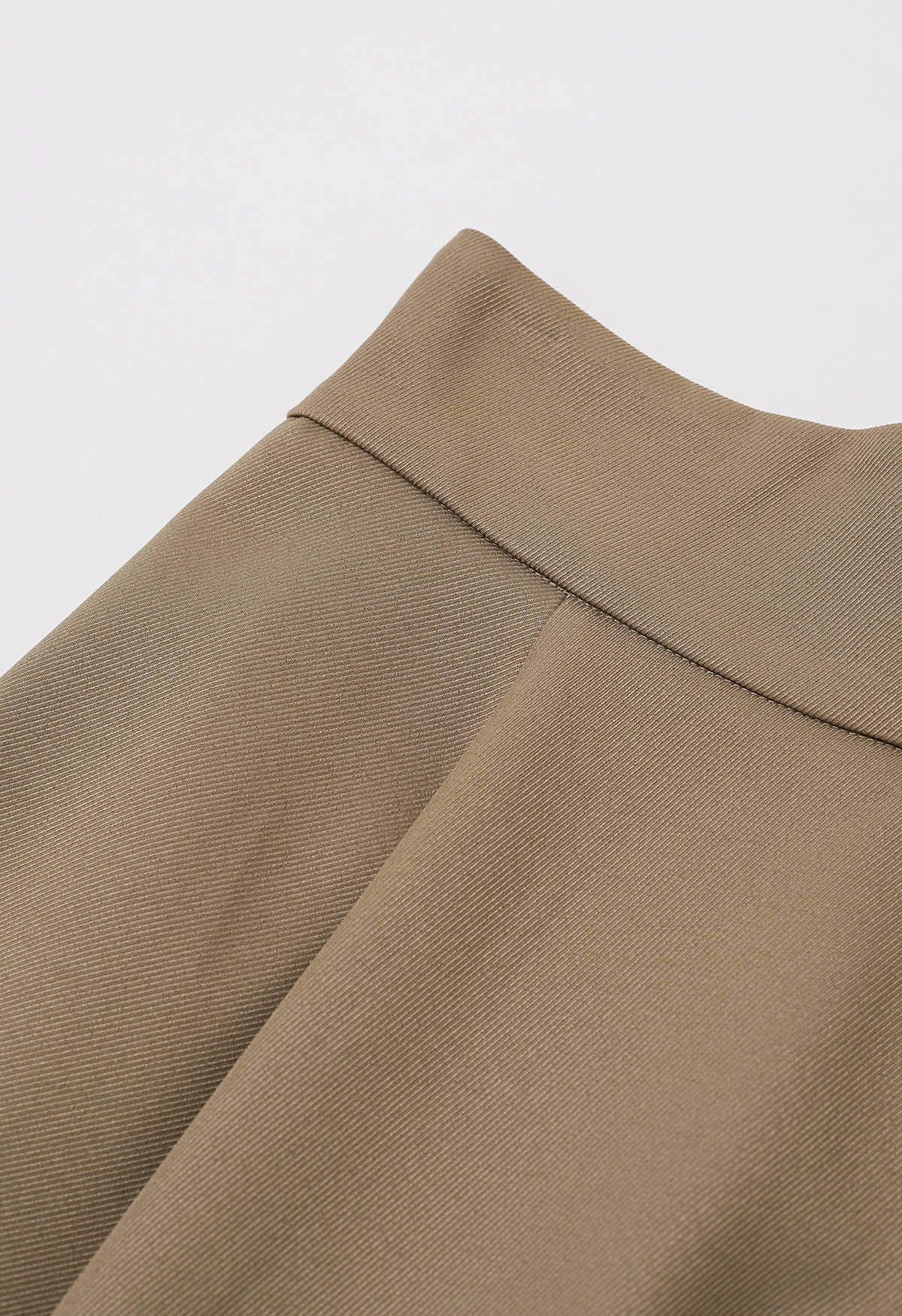 Einfarbiger Khaki-Midirock mit hoher Taille in A-Linie