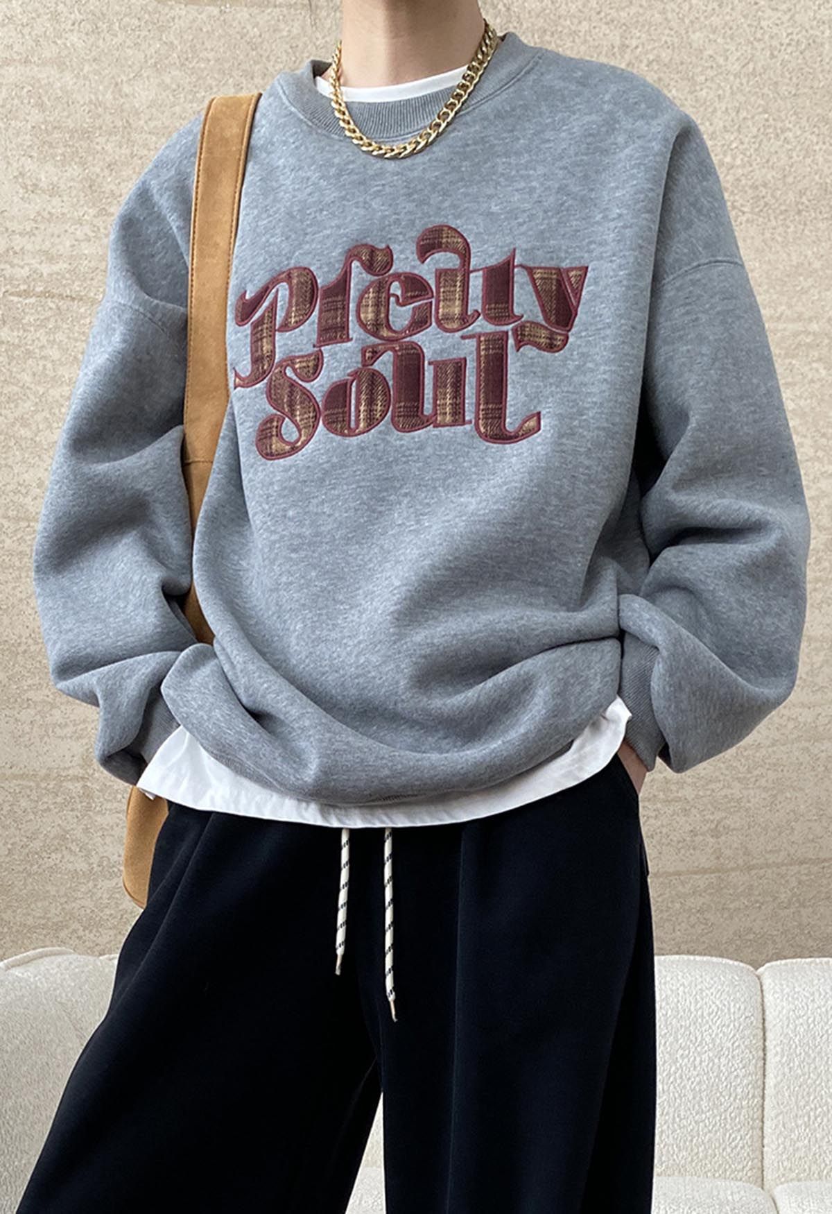 Pretty Soul – Übergroßes Sweatshirt mit Fleece-Futter in Grau