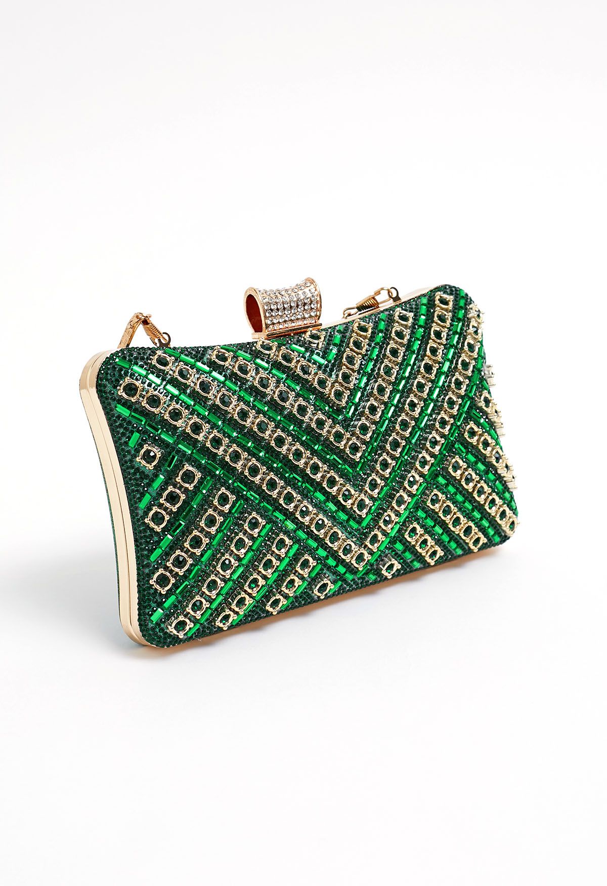 Schicke Clutch mit Strass-Overlay in Grün