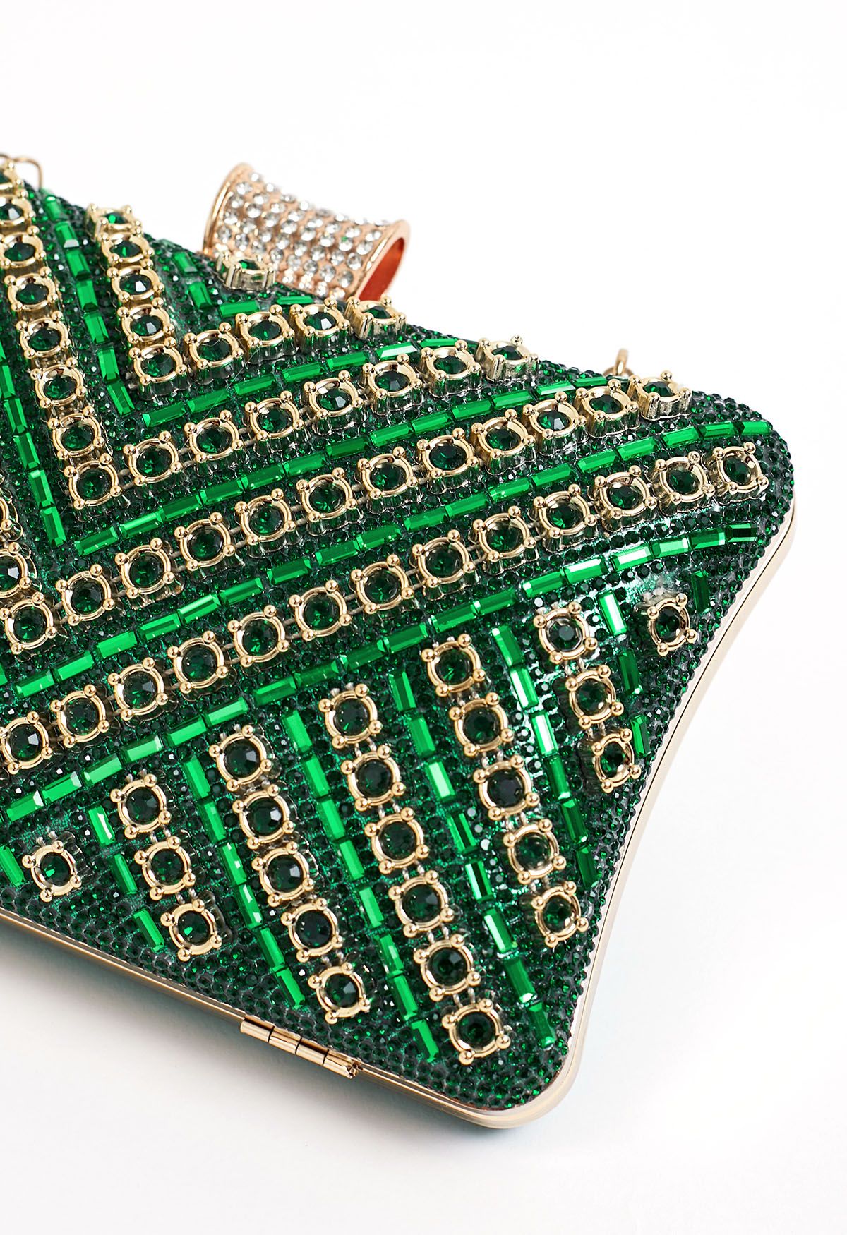 Schicke Clutch mit Strass-Overlay in Grün