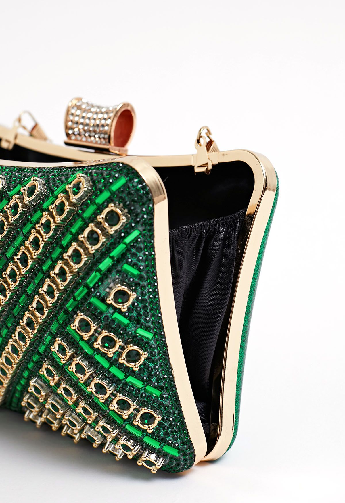 Schicke Clutch mit Strass-Overlay in Grün