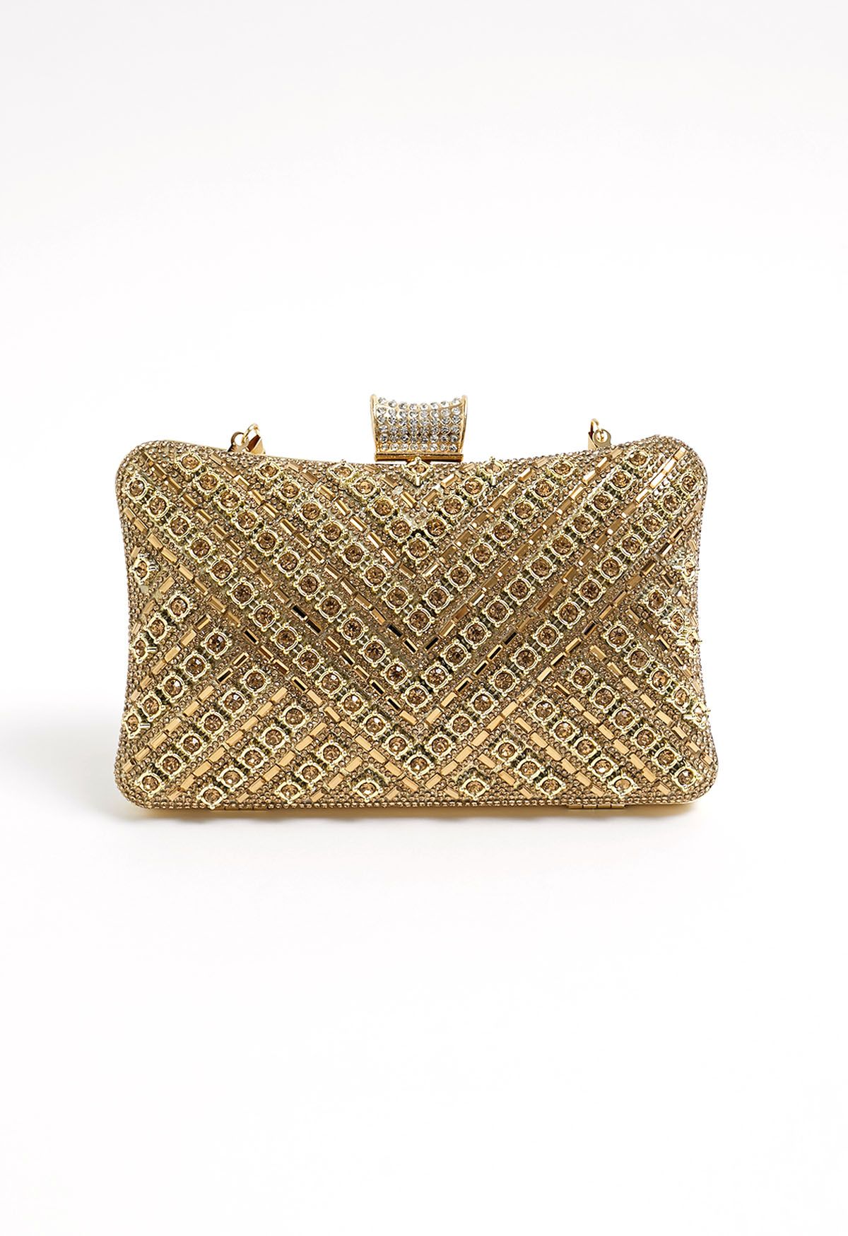 Schicke Clutch mit Strass-Overlay in Champagner