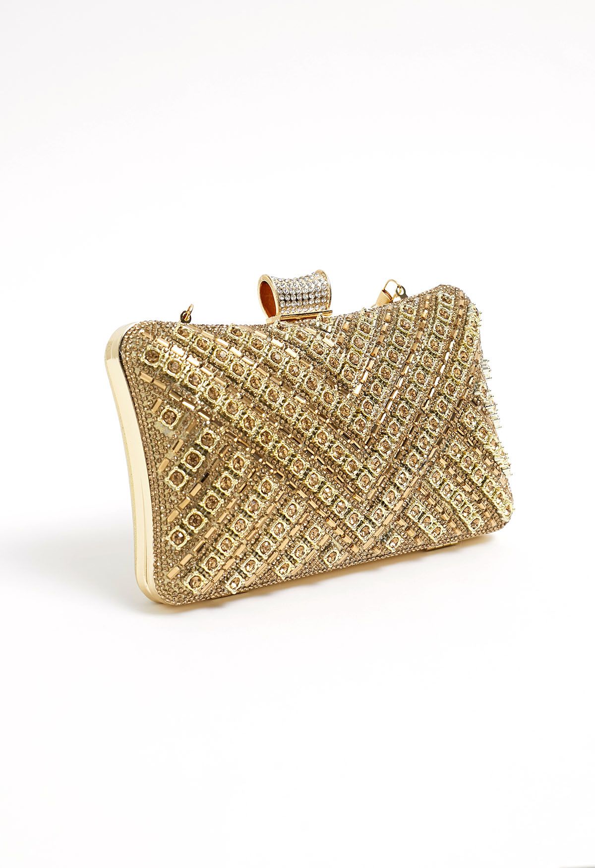 Schicke Clutch mit Strass-Overlay in Champagner