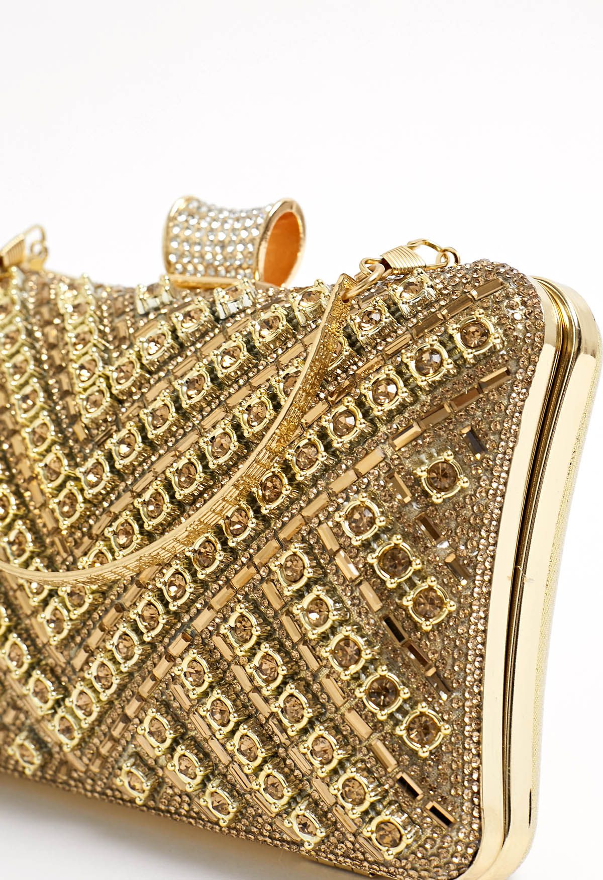 Schicke Clutch mit Strass-Overlay in Champagner