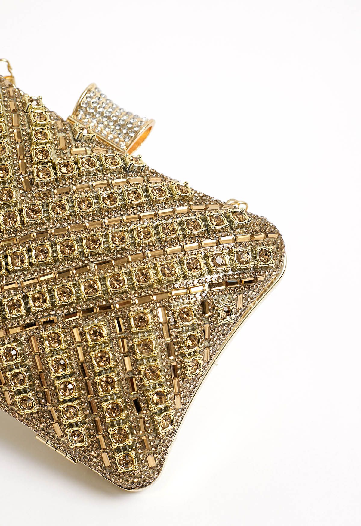 Schicke Clutch mit Strass-Overlay in Champagner