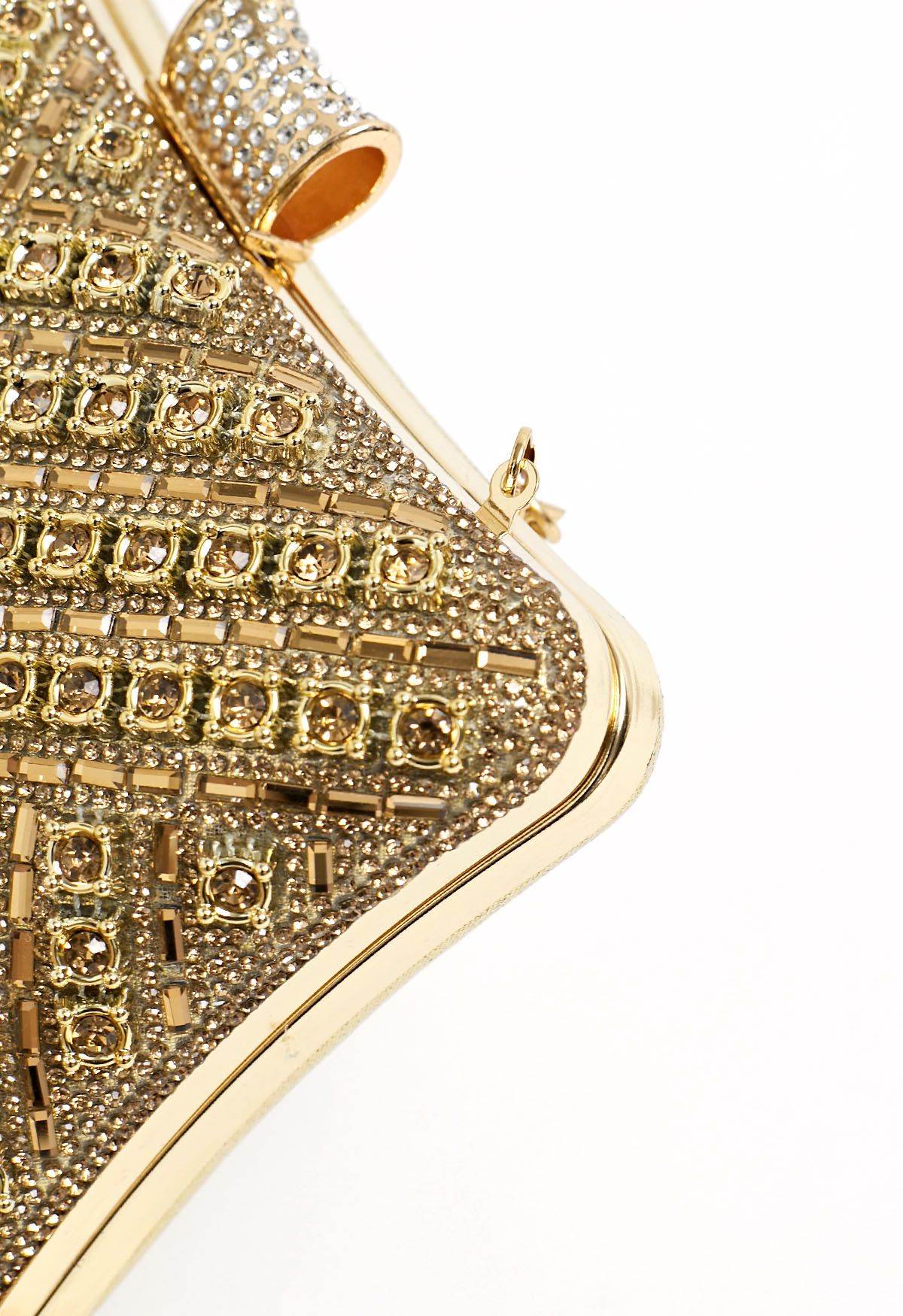 Schicke Clutch mit Strass-Overlay in Champagner