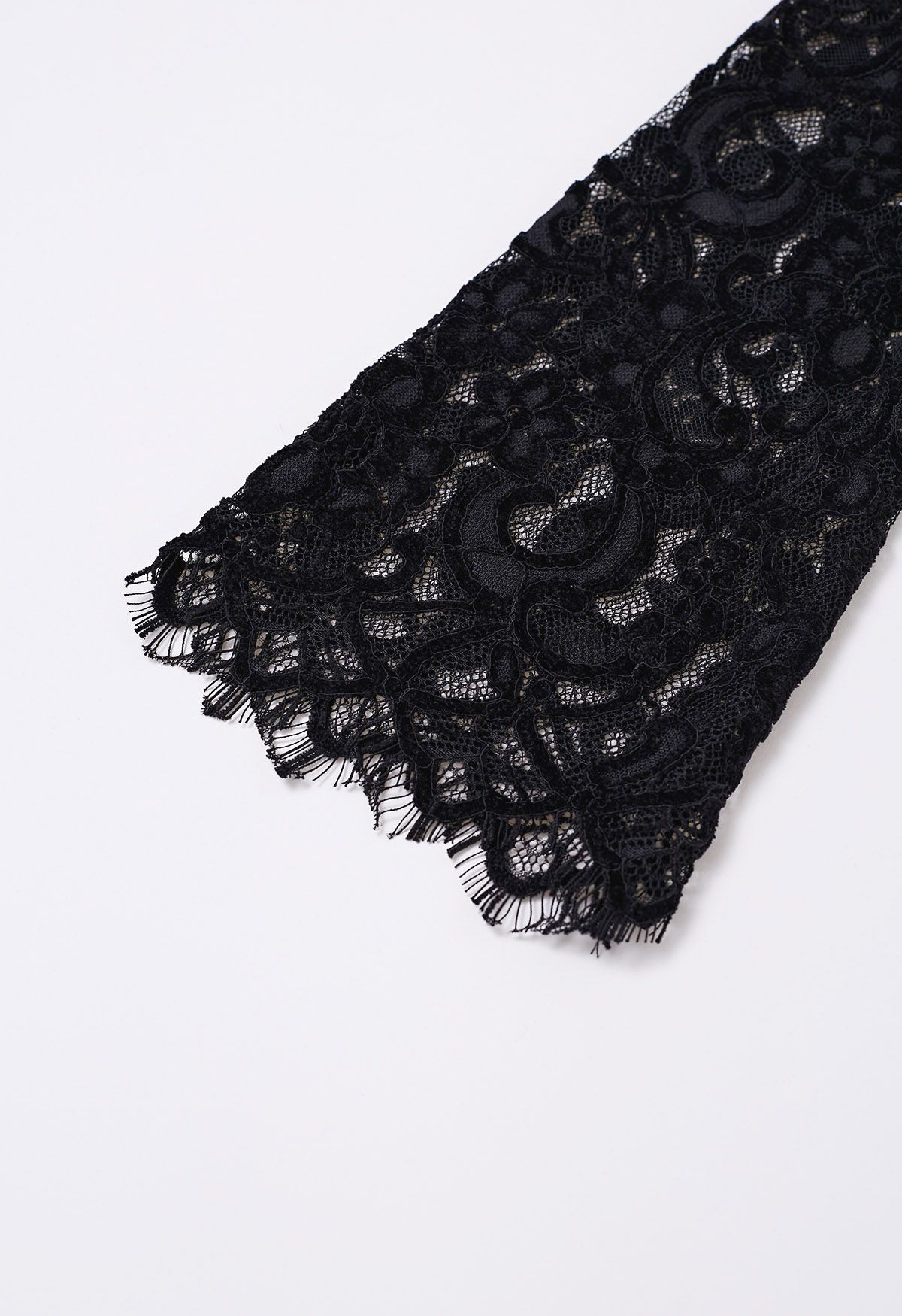 Side Bowknot Full Lace Top in Black