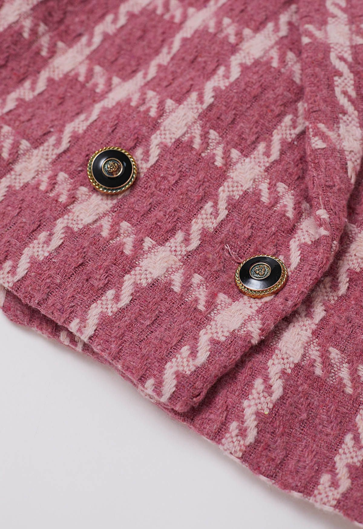 Kurzer Blazer aus kariertem Tweed mit gepolsterten Schultern in Rosa