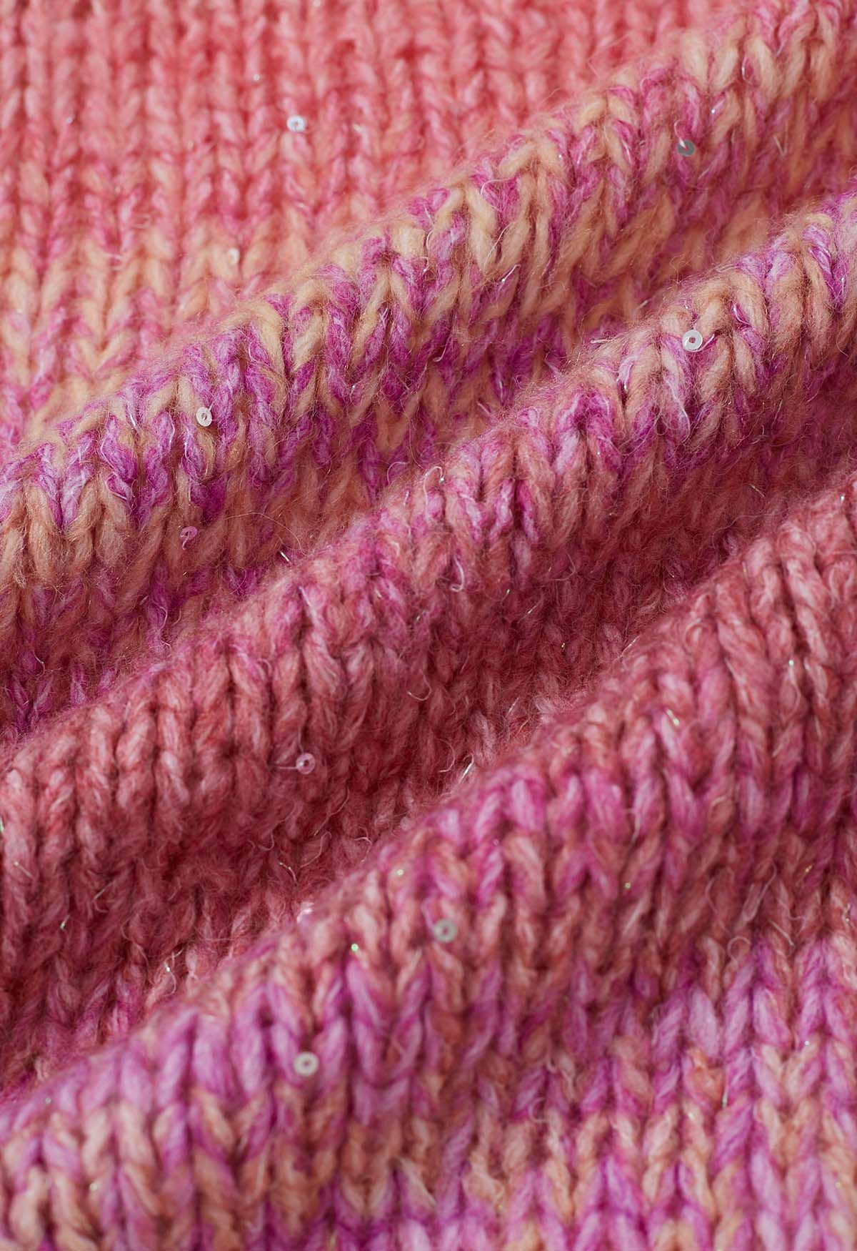 Handgestrickte Strickjacke mit Ombre-Paillettenverzierung