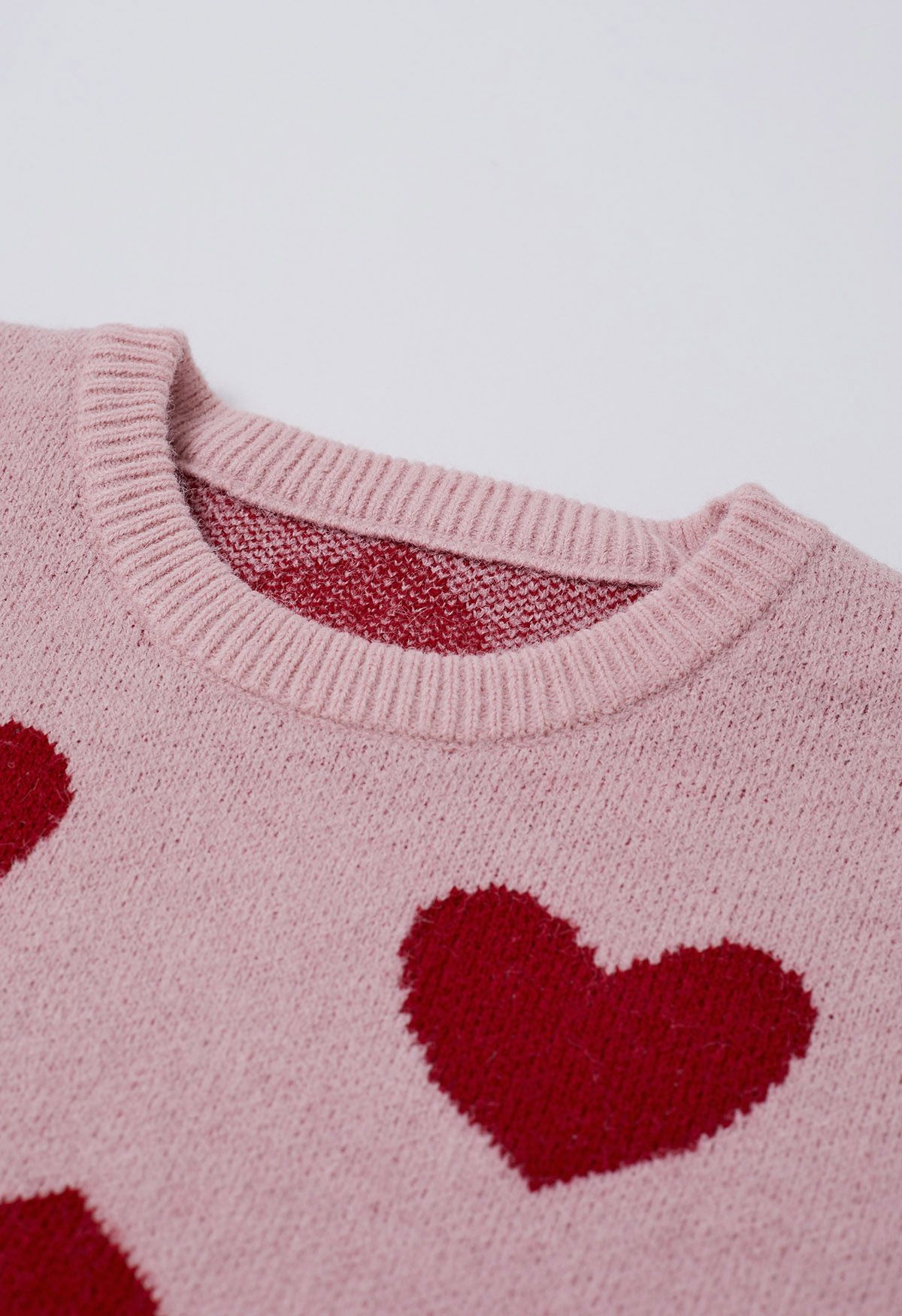 Cherished Heart – Strickpullover mit Puffärmeln in Altrosa