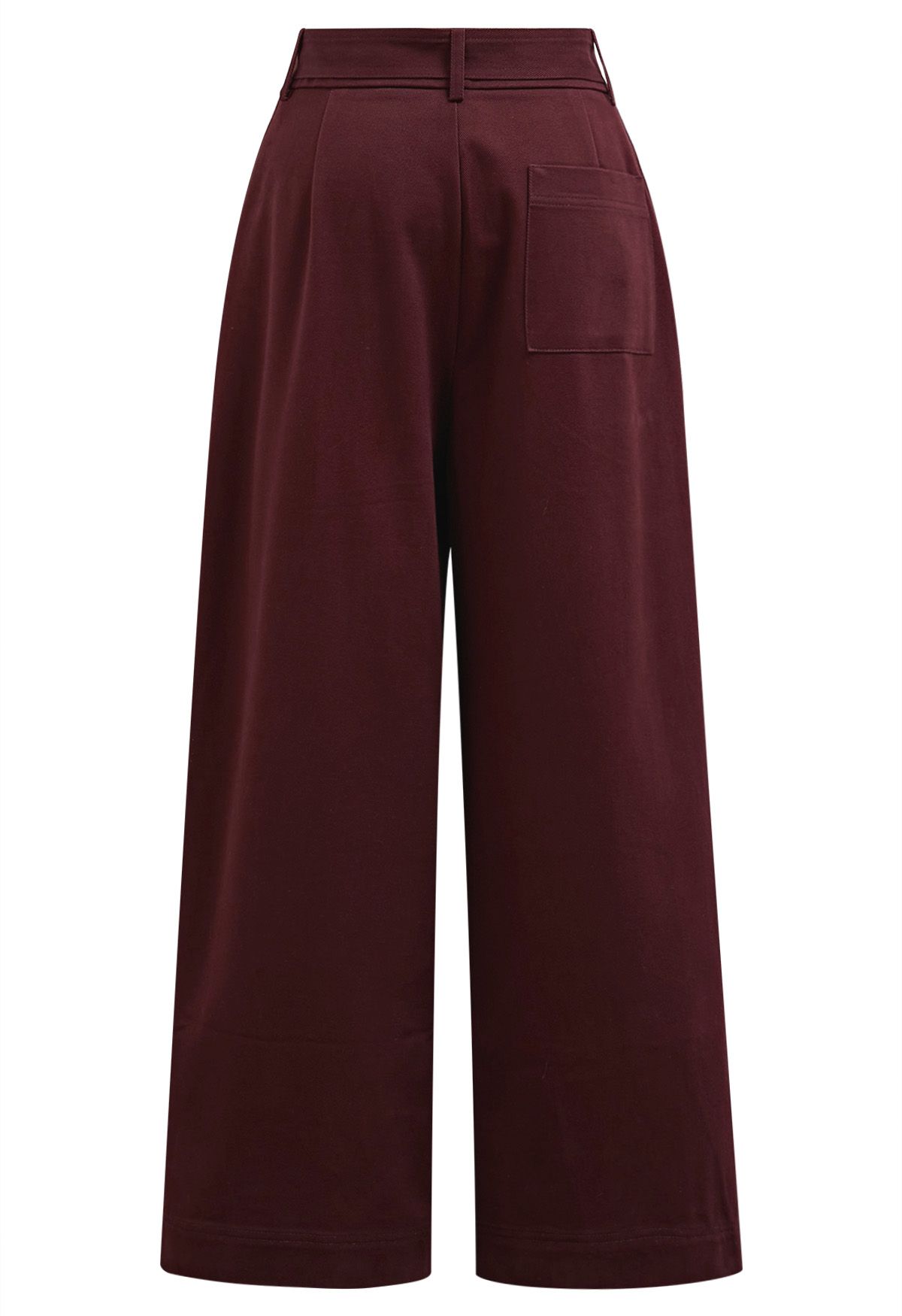 Urban-Casual Pleats Wide-Leg-Hose mit Gürtel in Burgund