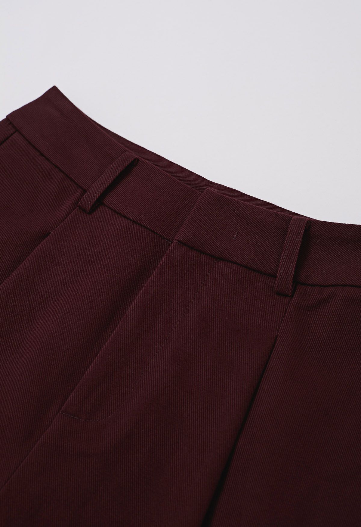 Urban-Casual Pleats Wide-Leg-Hose mit Gürtel in Burgund