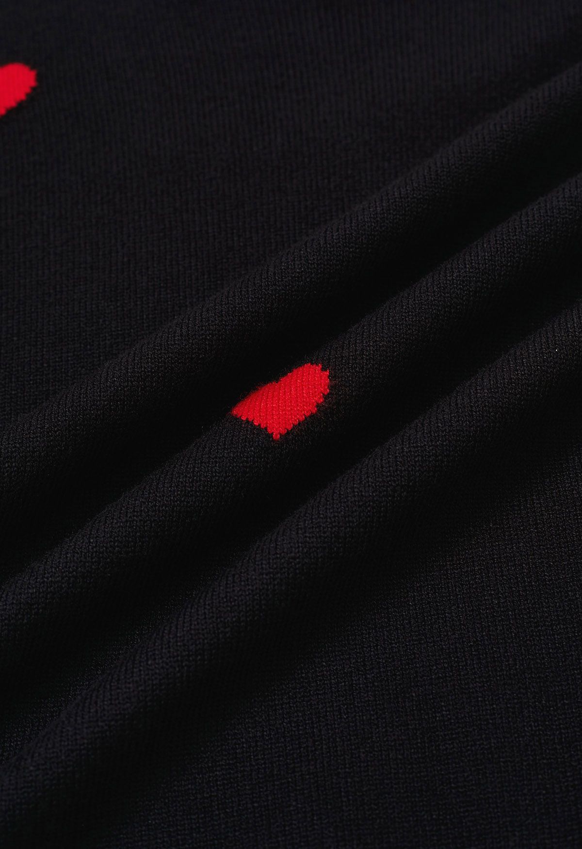 Red Heart – Gespleißtes Baumwoll-Stricktop mit Rüschen in Schwarz