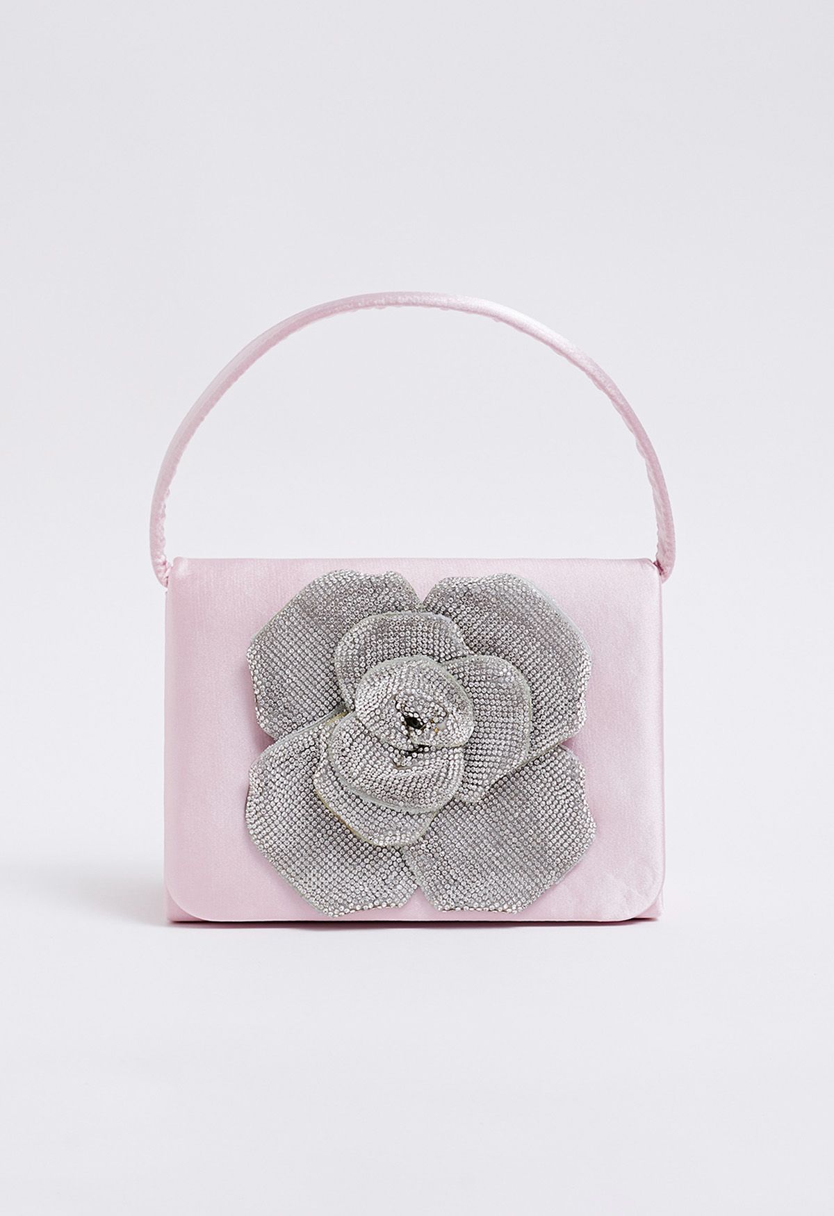 Handtasche aus Satin mit Verzierung „Radiant Rose“ in Rosa