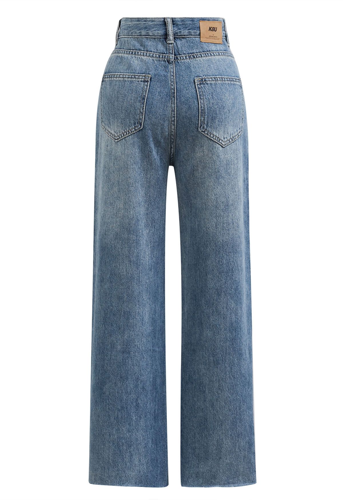 Jeans mit geradem Bein und Saum im Raw-Cut