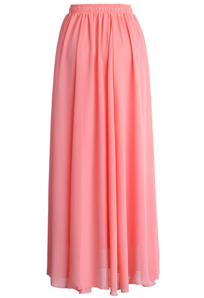 Süßes rosa Chiffon langes Kleid