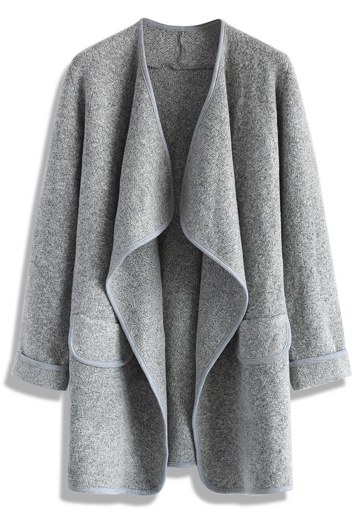 Einfach gestrickt - Claret offener Mantel in Grau