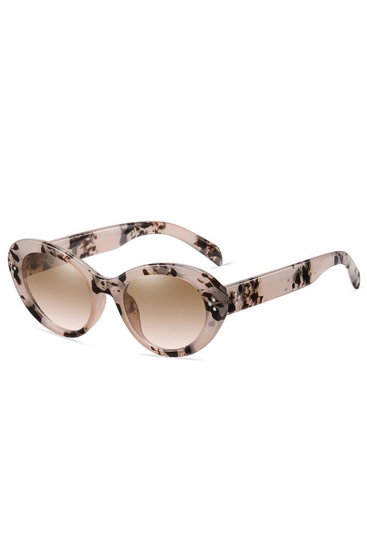 Retro-Vollrand-Cat-Eye-Sonnenbrille mit Aufdruck