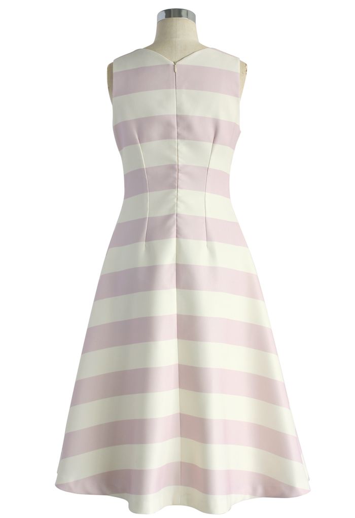 Flatternder Streifen - rosa Midi-Kleid