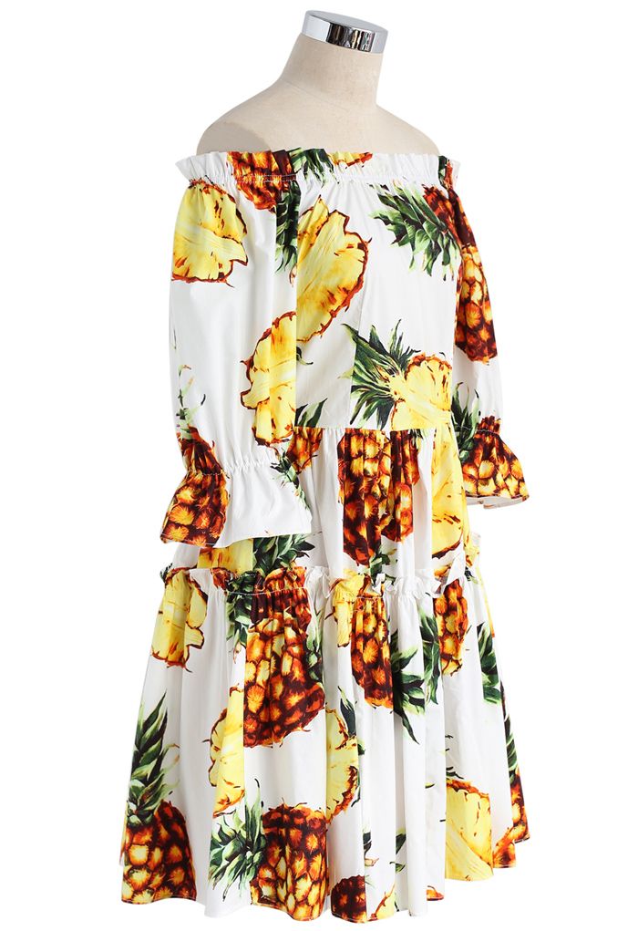 Schaukel mit Ananas - Weißes trägerloses Kleid