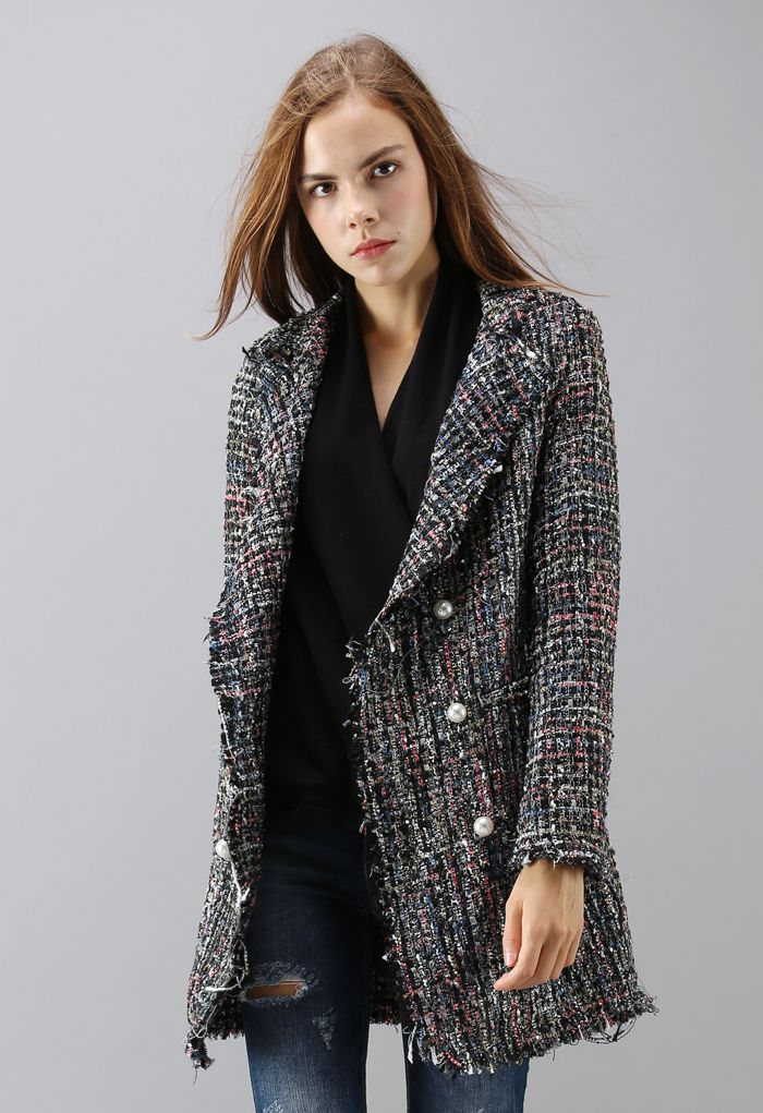 Blinkende Anziehungskraft - gekreuzter Tweed-Mantel