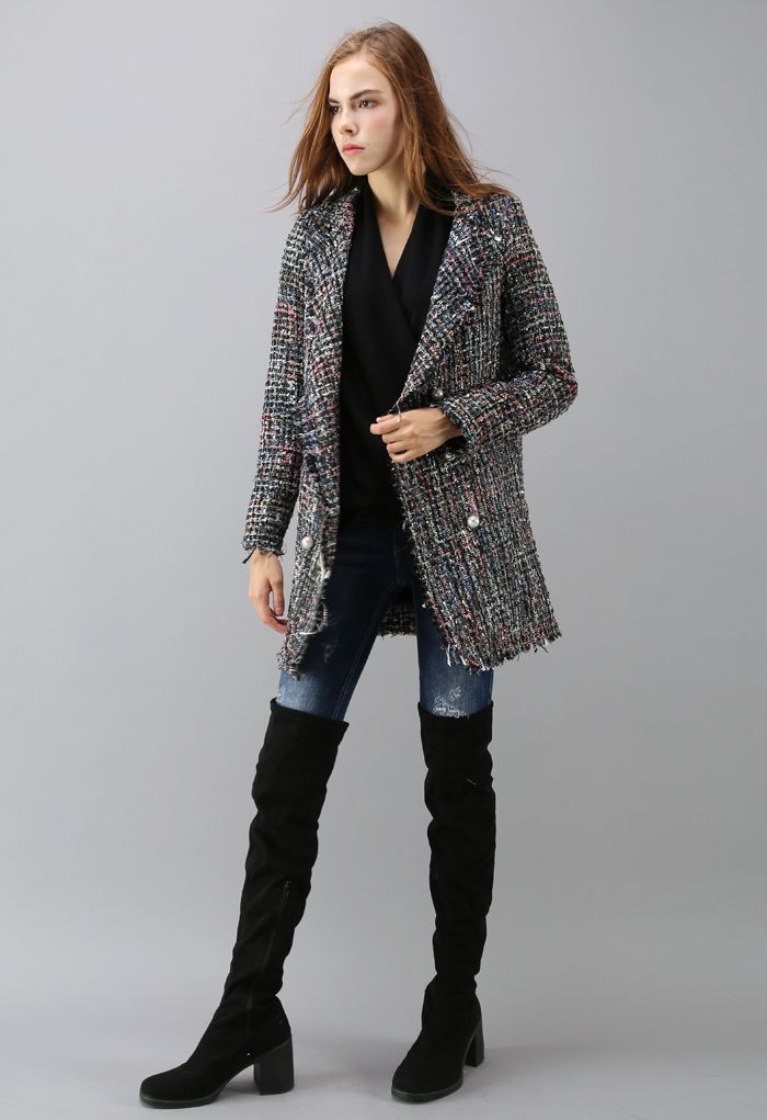 Blinkende Anziehungskraft - gekreuzter Tweed-Mantel
