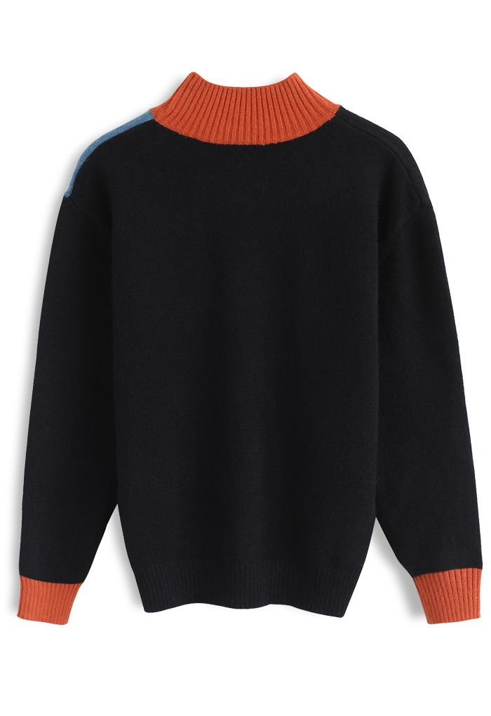 Regreso a los 80: suéter con cuello redondo y rectángulos coloridos