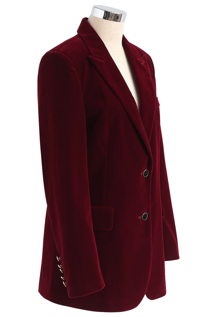 Noble elegancia - blazer de terciopelo en rojo vino