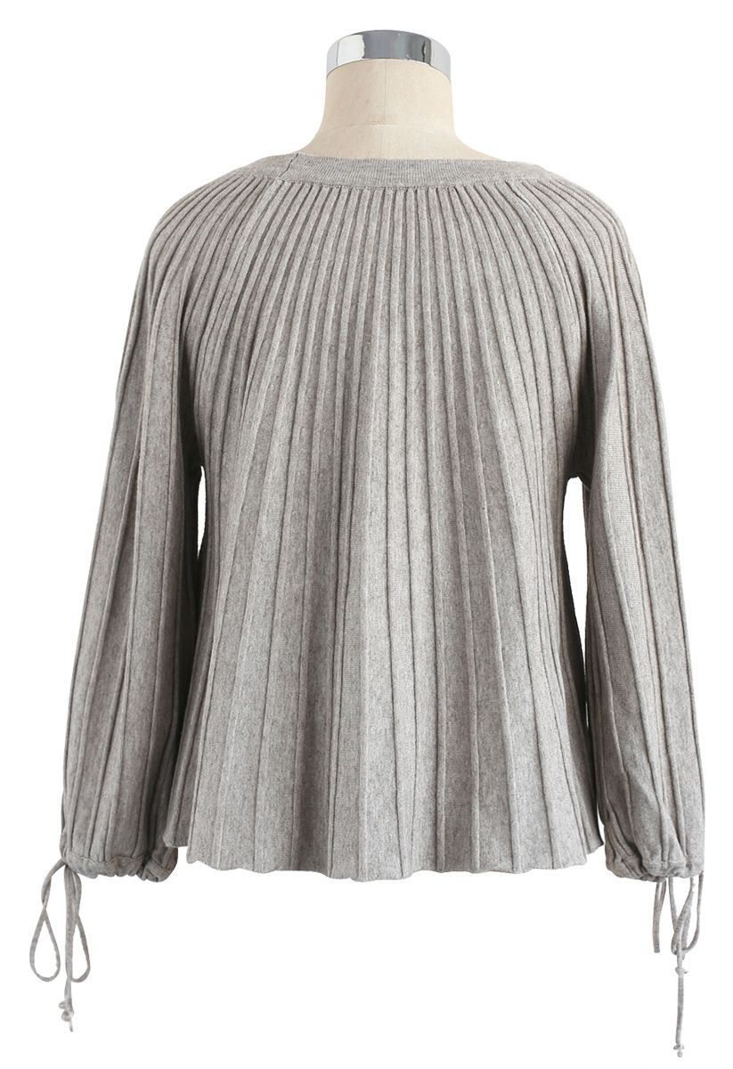 
 Sugary Puff - grauer Pullover mit hellen Streifen