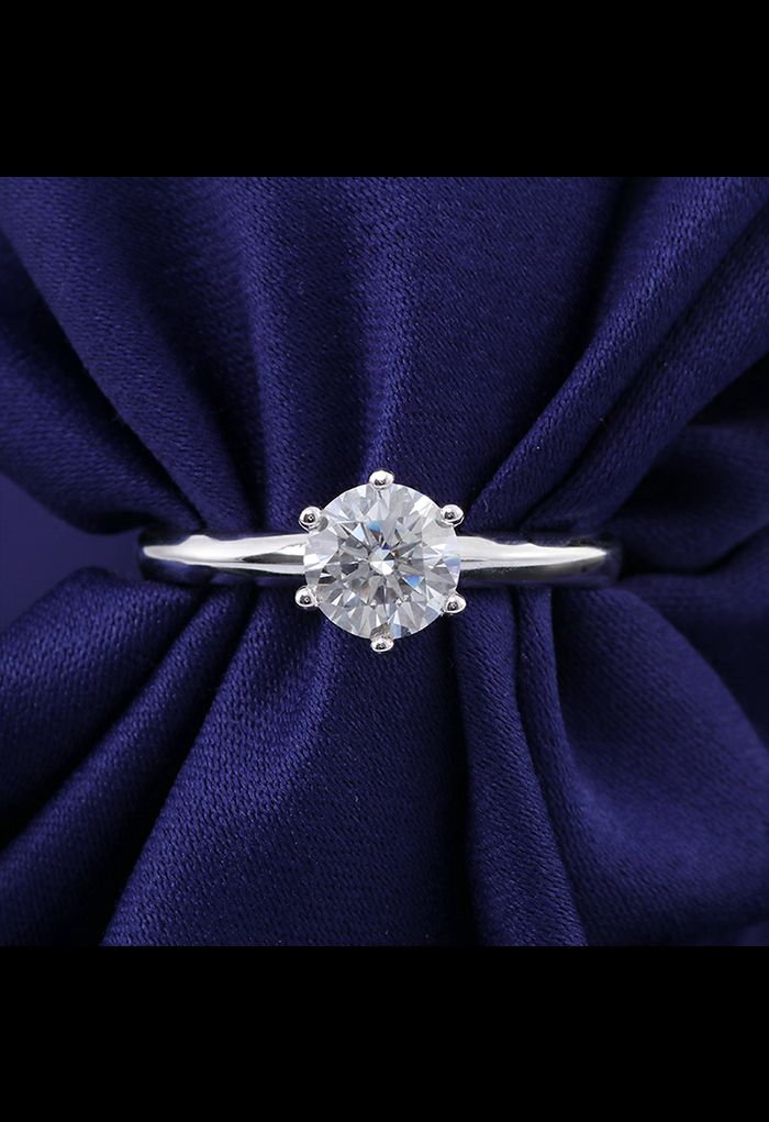 Hexagon Moissanite Diamond glänzender runder Ring