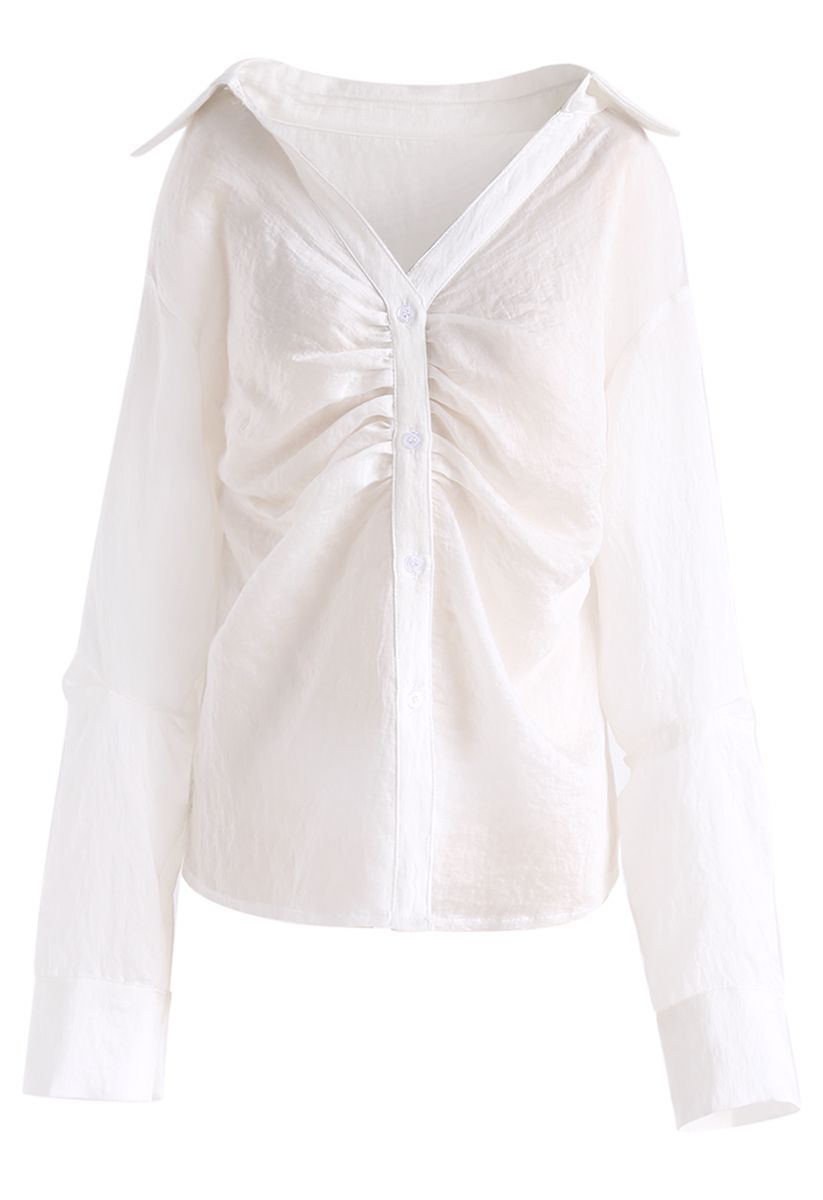 Soft Dream - Weißes Shirt mit V-Ausschnitt