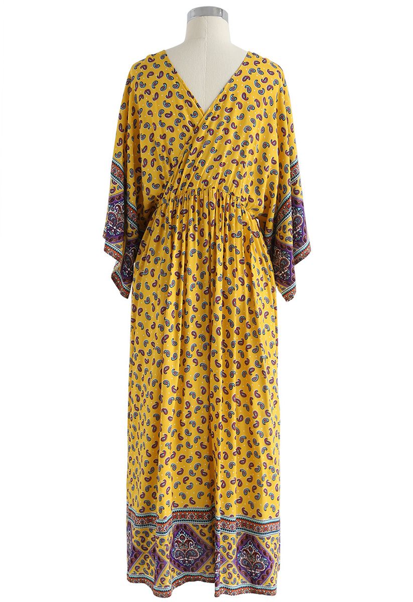 Asymmetrisches Kleid Wilder Bohotraum in Gelb