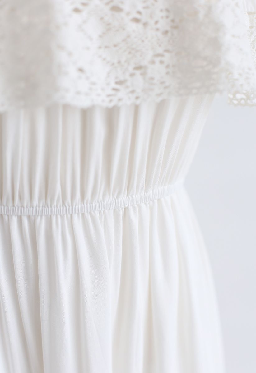 Tender mit Blumenstickerei Off-Shoulder-Kleid in Weiß