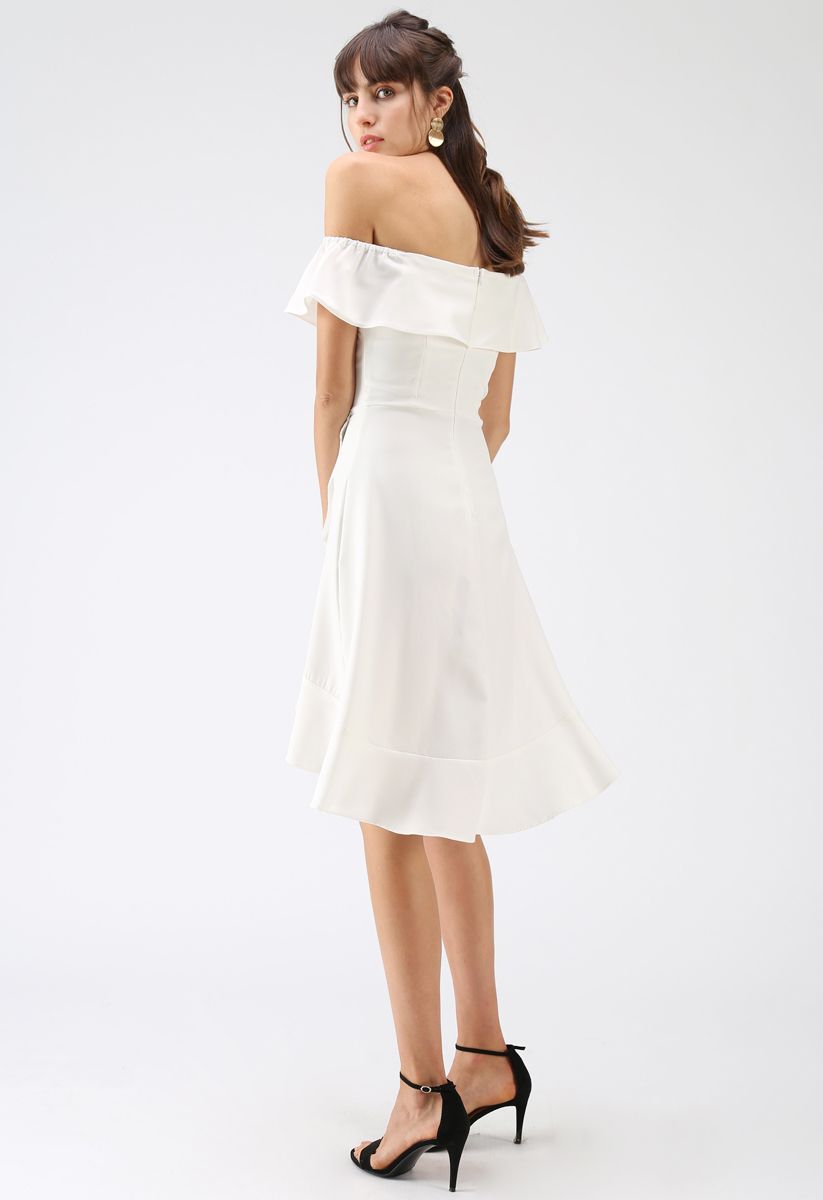 Perpetual Love - Trägerloses asymmetrisches weißes Kleid