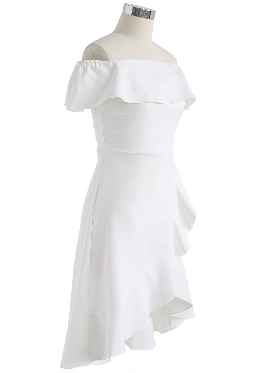 Perpetual Love - Trägerloses asymmetrisches weißes Kleid