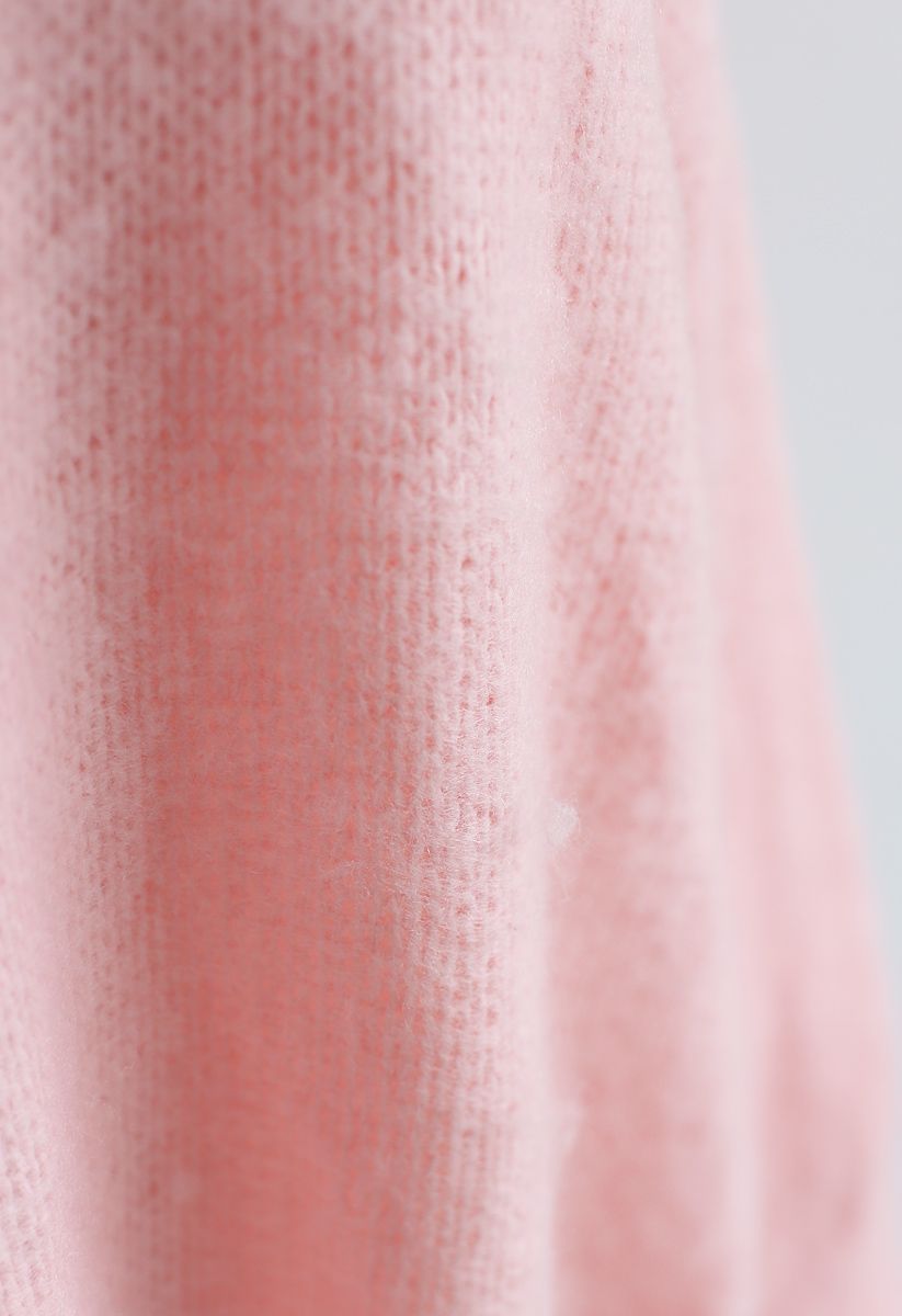 Traumaufnahme Schulterfreier Longline Pullover in pink