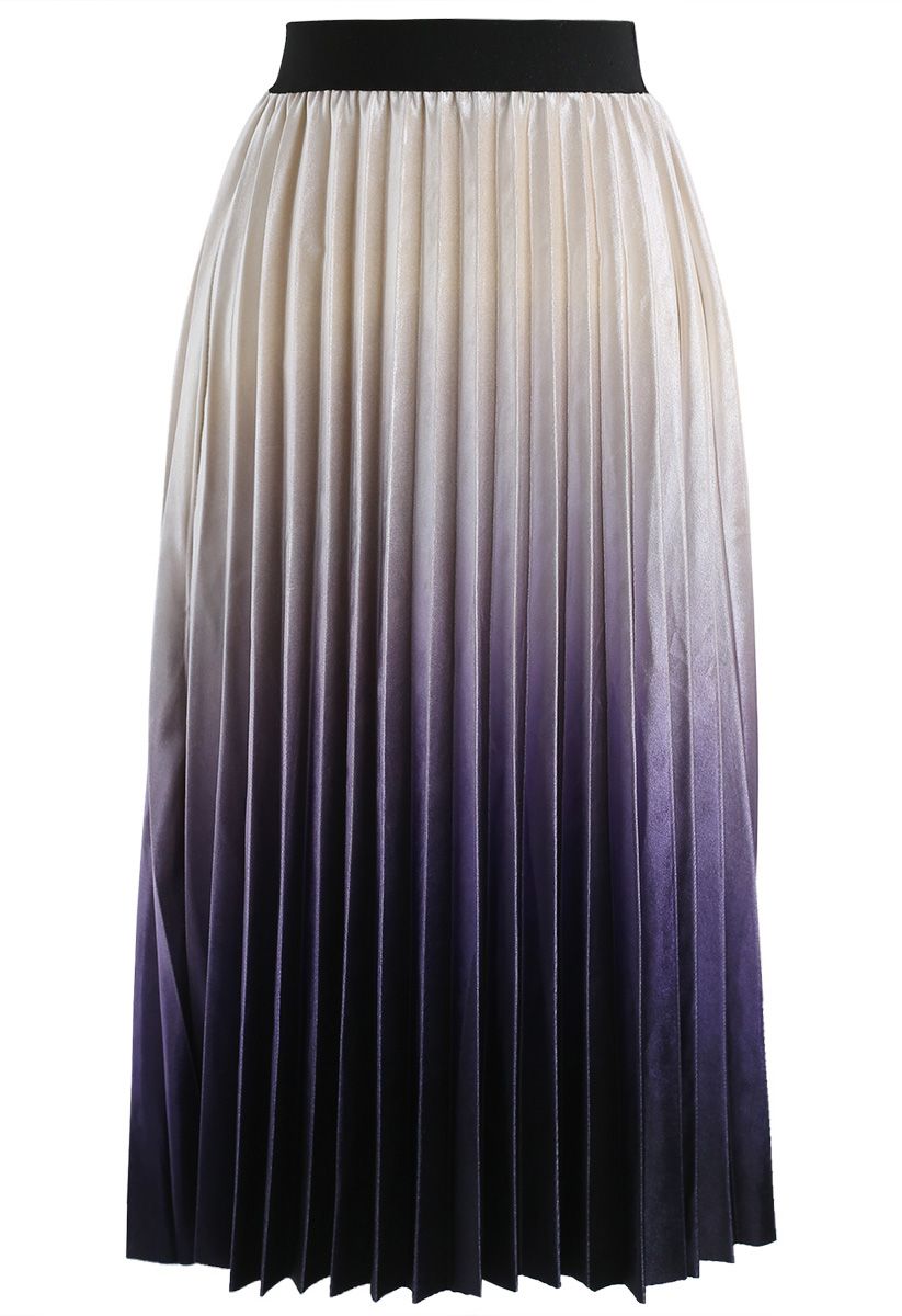 Deeply Gradient Velvet Skirt in Perlweiß