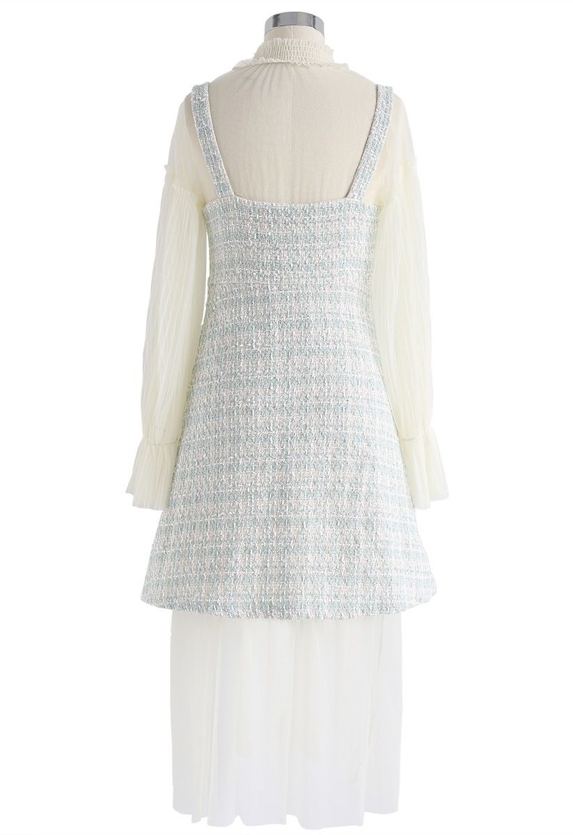 Die perfekte Passform: Zweiteiliges Kleid in Mintfarbe mit Mesh