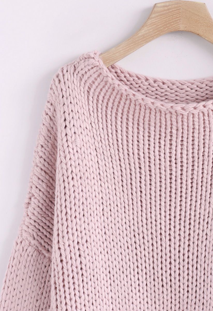Die andere Seite von Reputed: handgestrickter Pullover in Pink