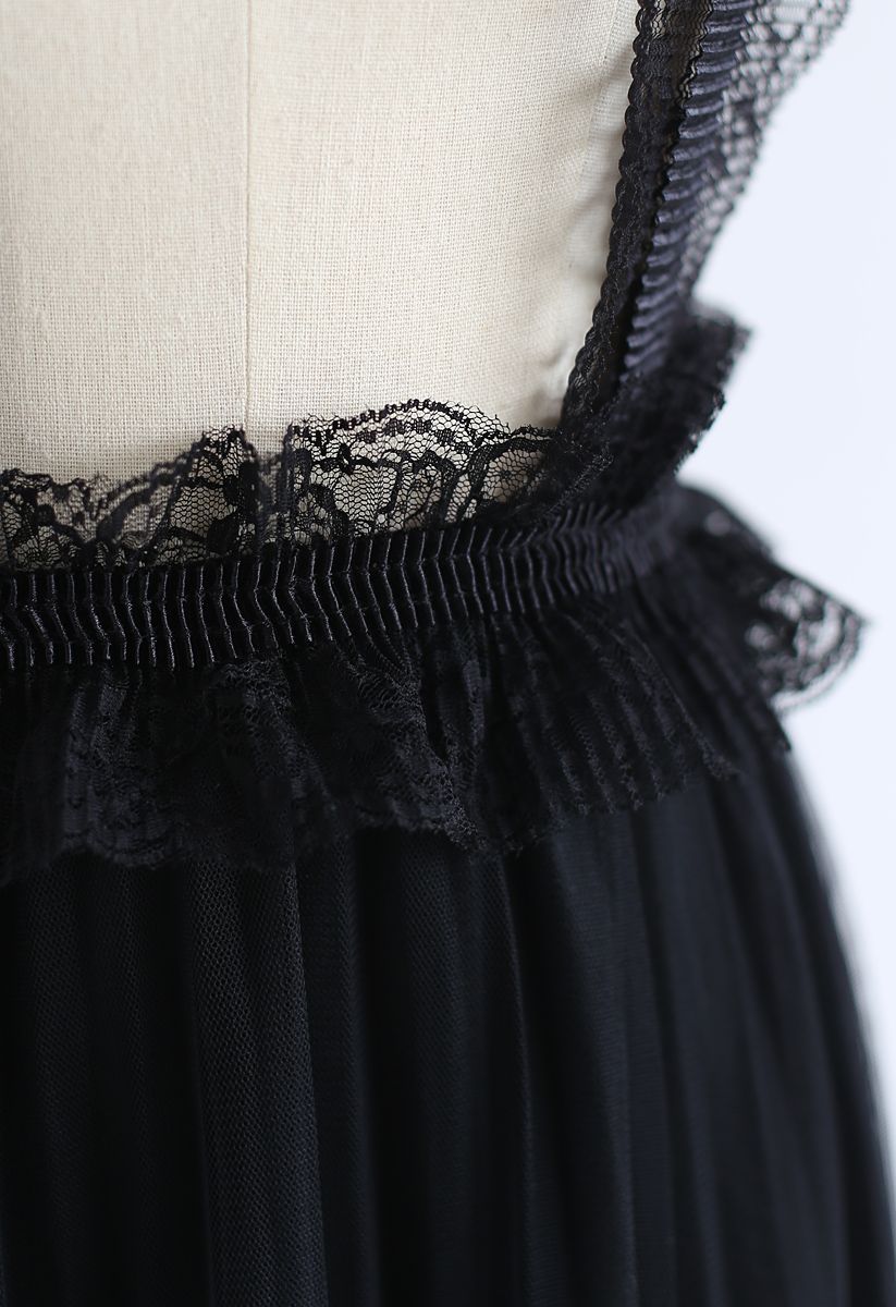 Verträumter Inbegriff Tüll Mesh Pinafore Kleid in Schwarz