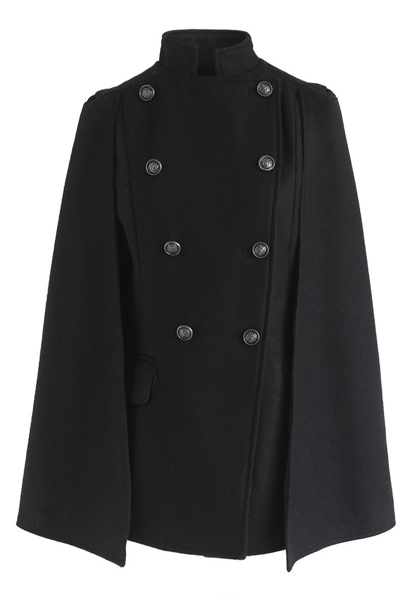 Royal Elegance Mantel mit Zweireiher schwarz