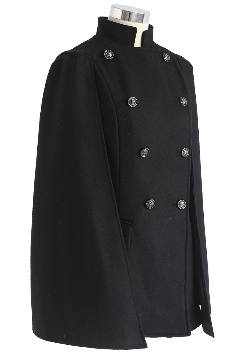 Royal Elegance Mantel mit Zweireiher schwarz