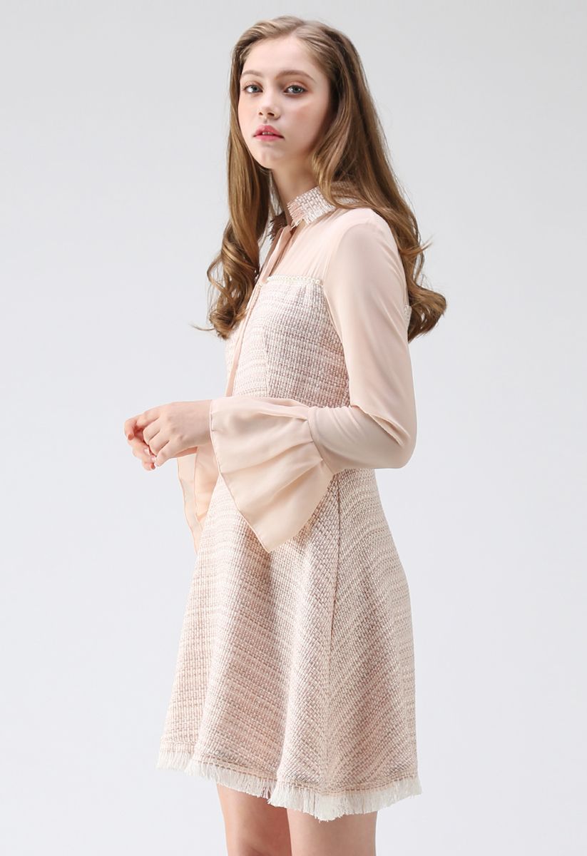 Liebe auf den ersten Blick Quaste Tweed Kleid
