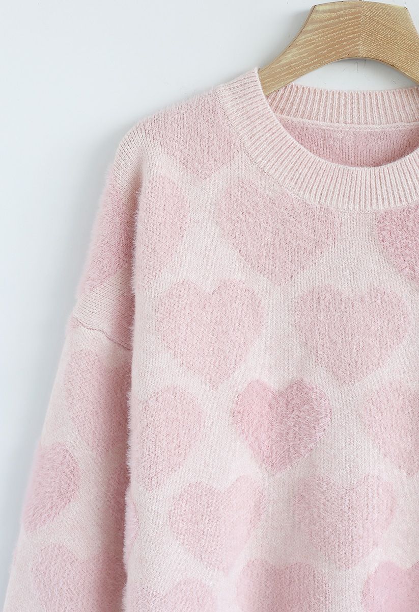 Unklare Herzen - Gestrickter Pullover in Pink