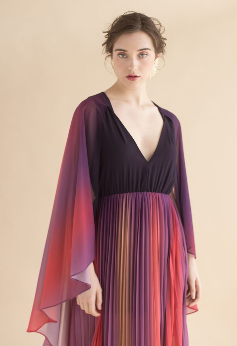 Übertragen Sie Ihr Elegance Gradient Plissee Maxi-Kleid